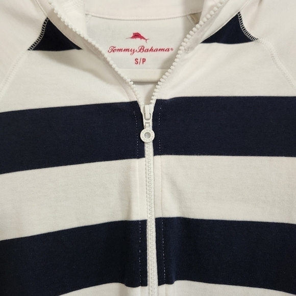 Tommy Bahama Quarter Zip Striped Dress Long Sleeve Moc Neck, sz S - Picture 4 of 9